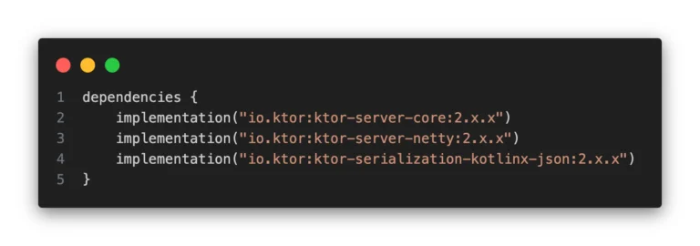 Here’s an example of a Gradle configuration for a Ktor project: